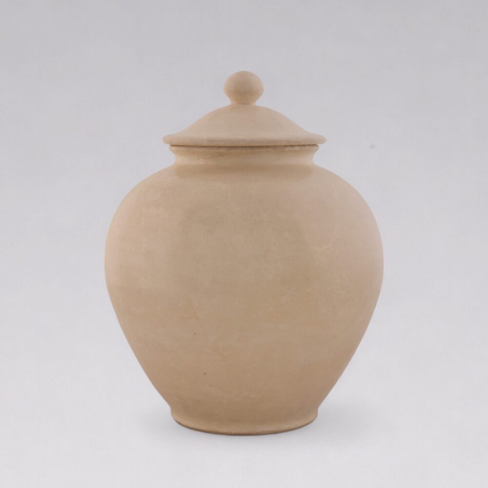 A creamy white-glazed stoneware jar and cover (Tang dynasty, AD 618-907)