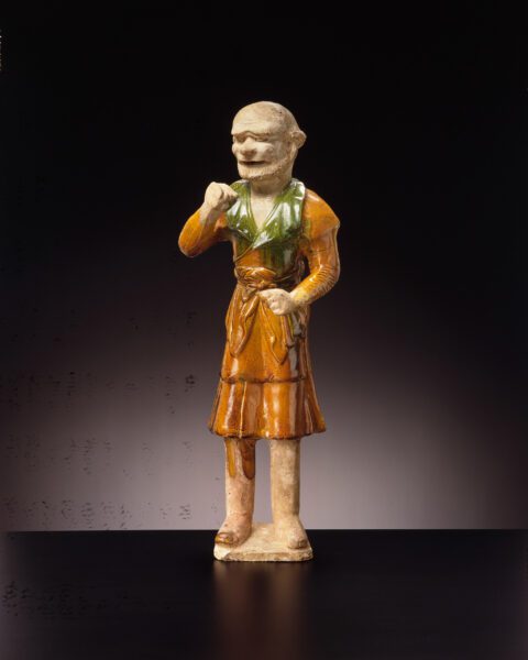 A ‘sancai’ glazed pottery figure of a bearded groom (Tang dynasty (618-907 AD), late 7th century)
