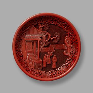 A small and rare red lacquer 'scholars' dish (early Ming Dynasty, Yongle period, 1403-1424)