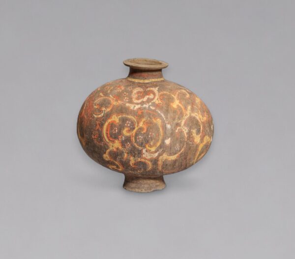 A large painted pottery ‘cocoon’ jar (Han dynasty, 206 BC – 220 AD)