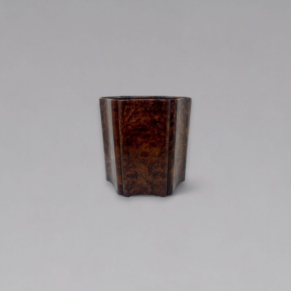 A hexagonal burlwood brush pot ‘bitong’ (Qing dynasty)