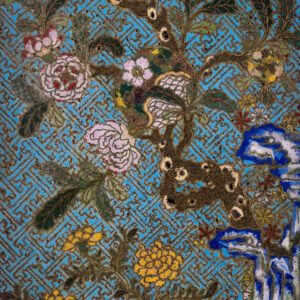 An exceptionally large rectangular cloisonné enamel ‘cong’ vase - detail