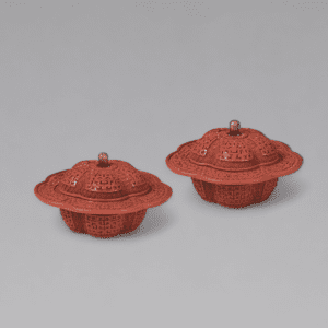 A pair of carved cinnabar lacquer lobed boxes and covers, ‘zhadou’ (Qianlong period, 1736-1795)