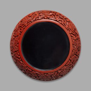 A small and rare red lacquer 'scholars' dish (early Ming Dynasty, Yongle period, 1403-1424) - reverse