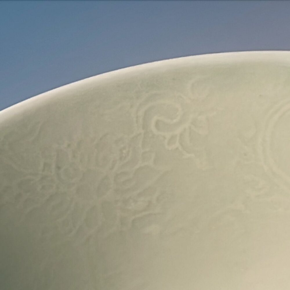 A rare wintergreen Anhui-decorated stem cup (detail)
