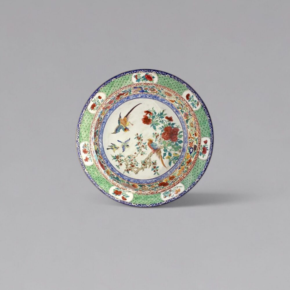 A Canton enamel ‘birds and flowers’ basin