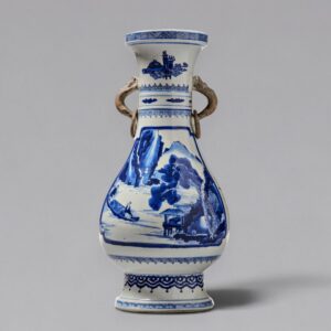 A blue and white baluster vase
