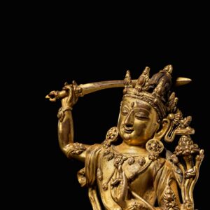 Gilt bronze Manjushri (detail)