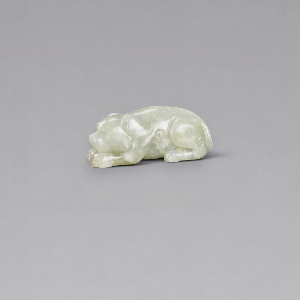 A celadon jade carving of a bear