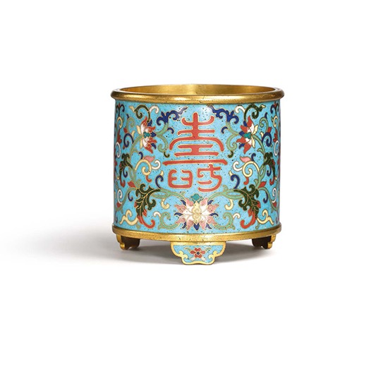 A gilt-bronze cloisonné enamel censer