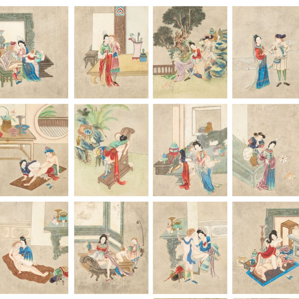An album of twelve erotic paintings