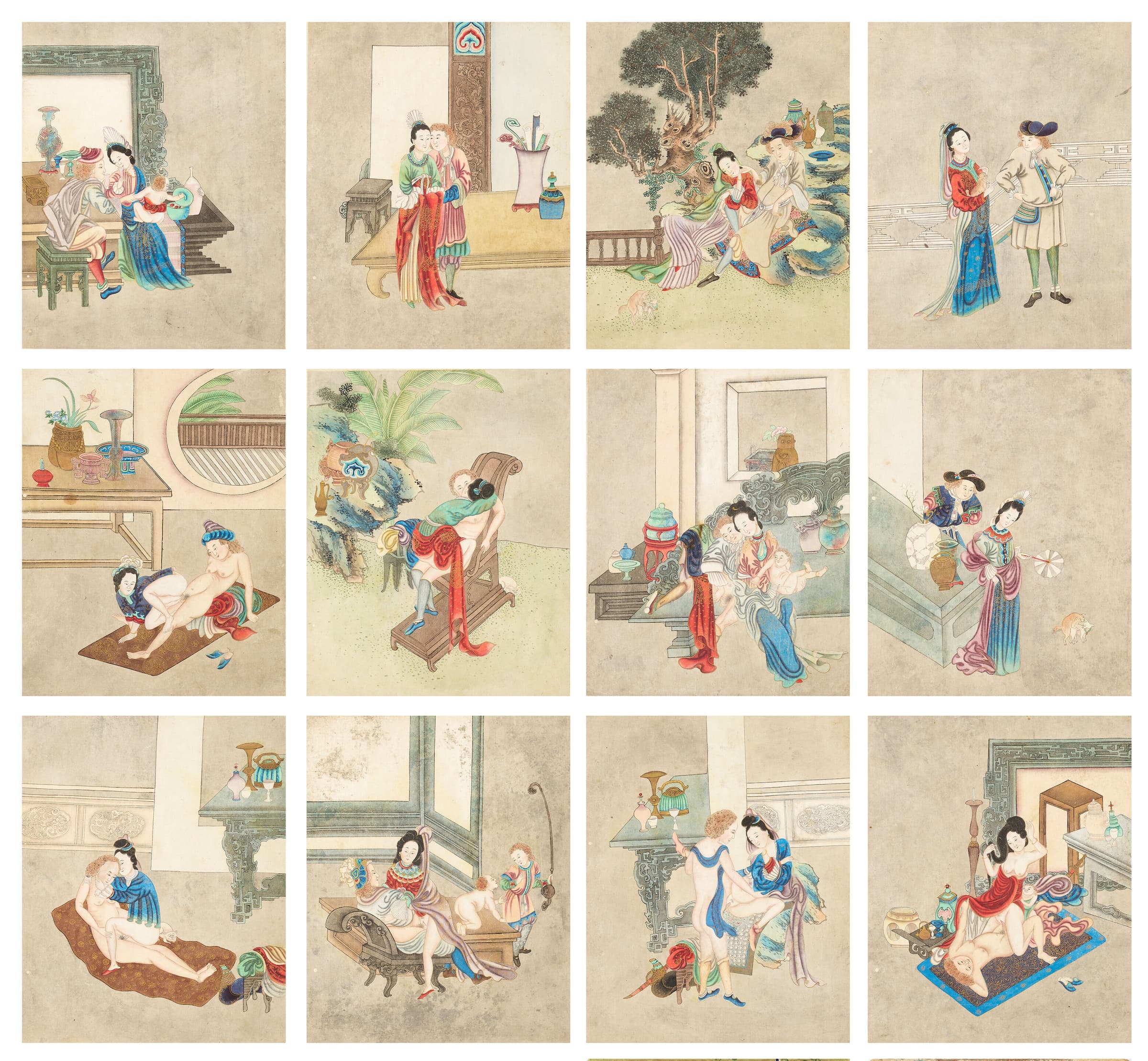 An album of twelve erotic paintings